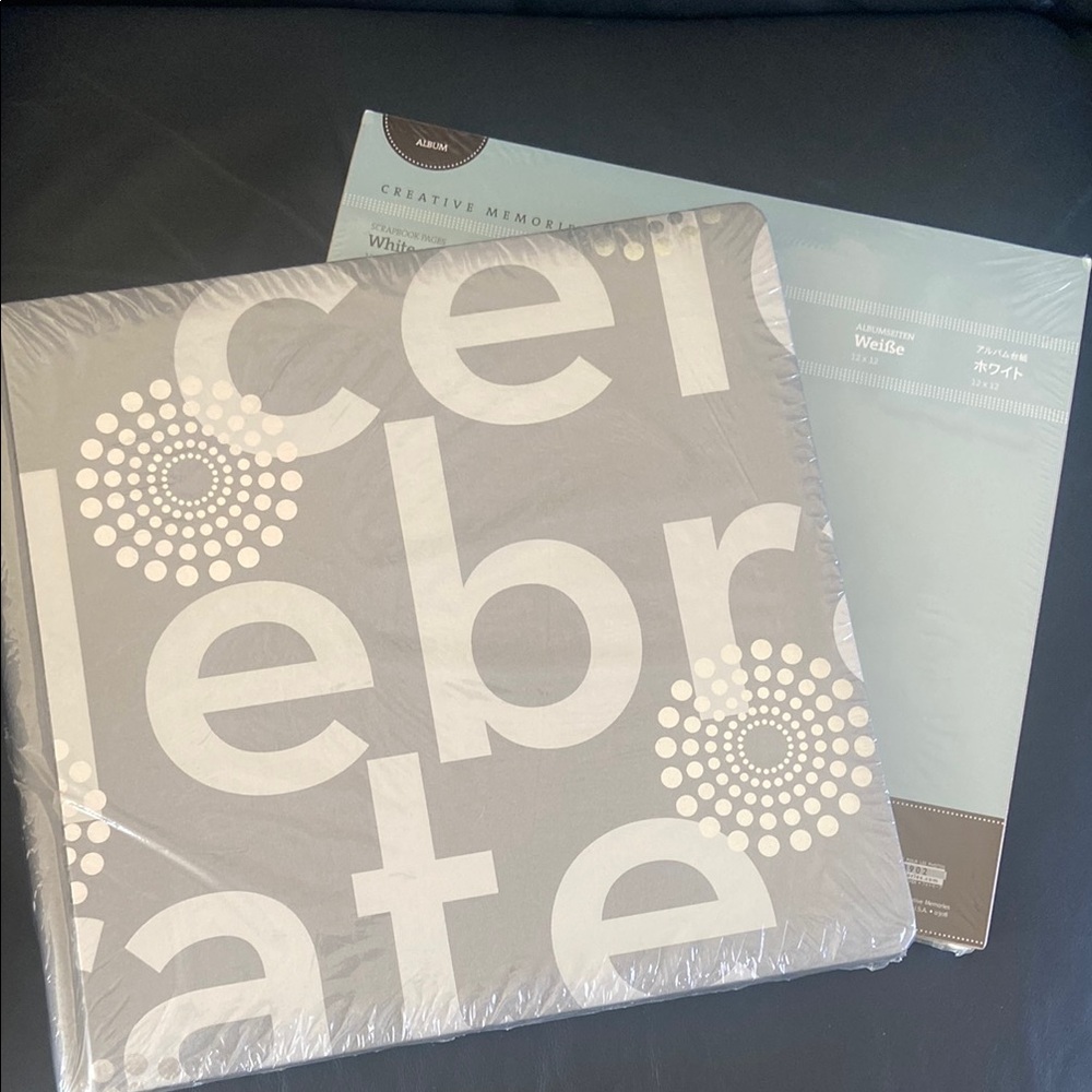 Creative Memories Gray and White Scrapbook with Celebrate Design